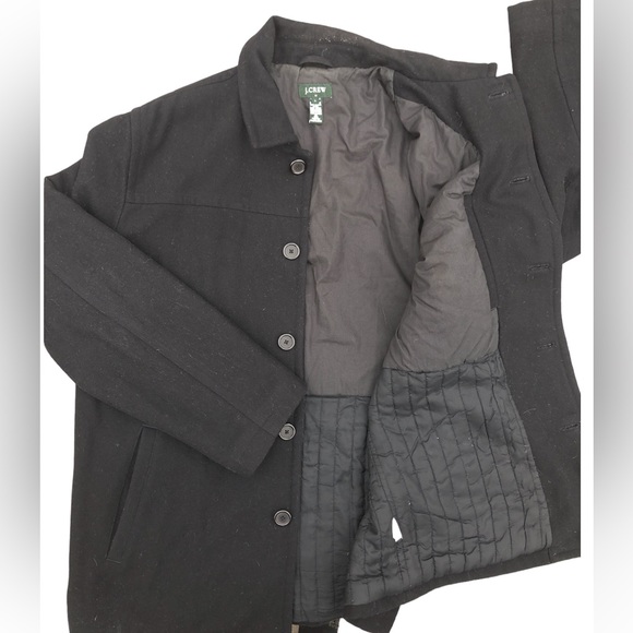 J. Crew Black Wool Cotton 5 Button 4 Pocket Coat - Picture 2 of 10